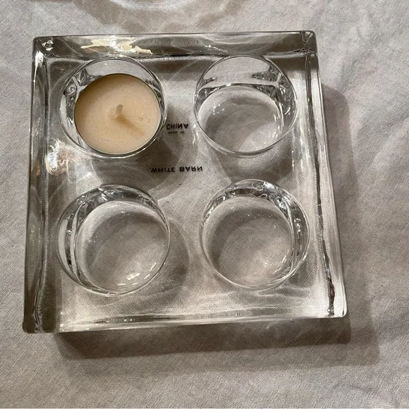 White Barn clear glass quad tea light holder - Picture 3 of 4